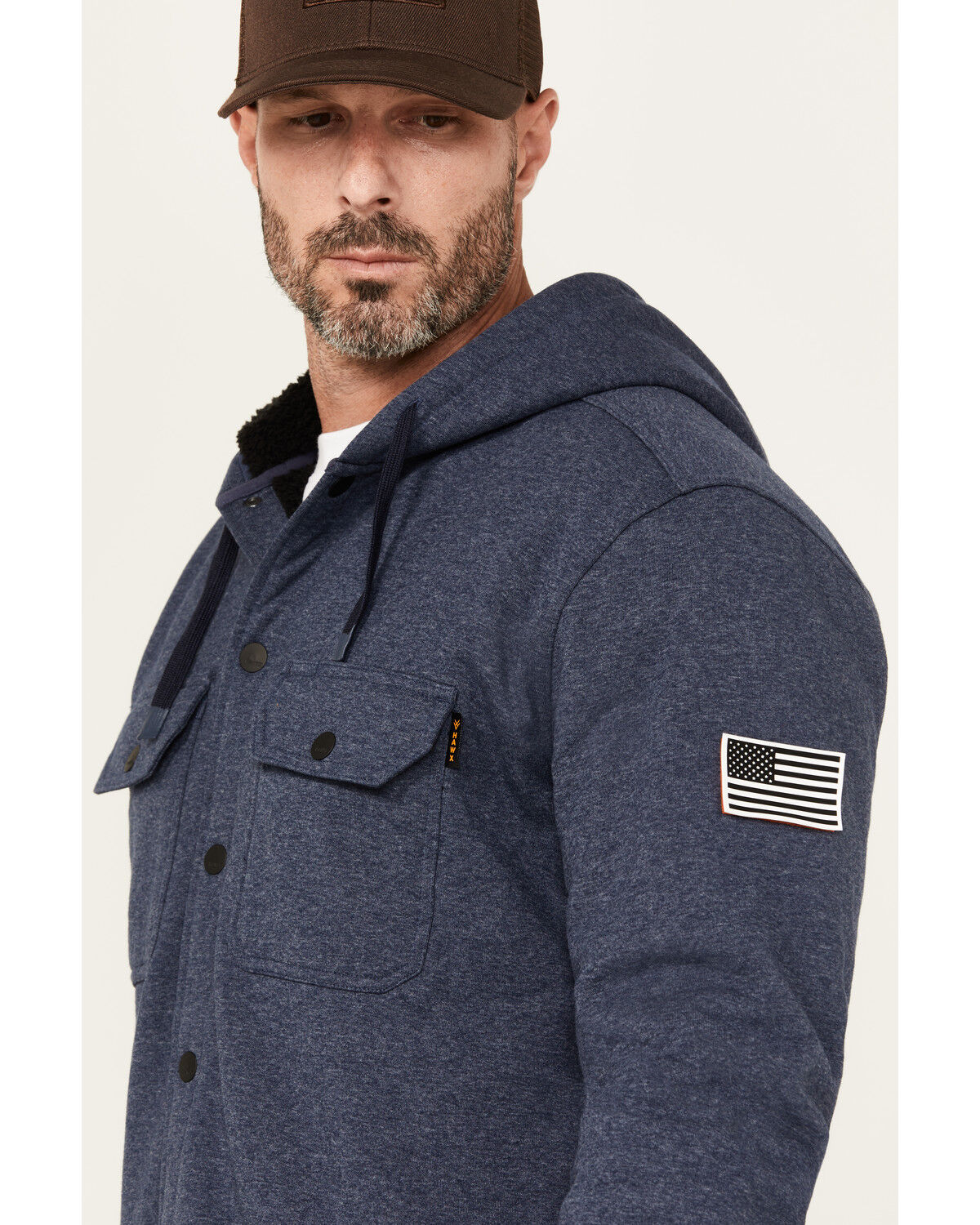 Image #2 - Hawx Men's Racine Hooded Shirt Jacket, Navy, hi-res