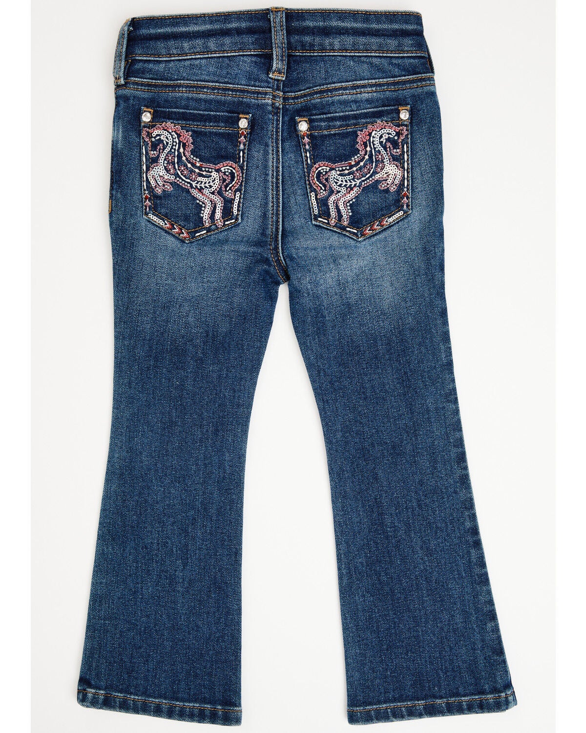 Shyanne Toddler Girls' Westend Medium Wash Horse Pocket Bootcut Stretch Denim Jeans, Medium Wash, hi-res