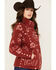 Wrangler Women's Bandana Print Sherpa Jacket, Red, hi-res