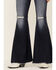 Image #2 - Shyanne Women's Dark Wash Mr Super Flare Destructed Fray Jeans, , hi-res