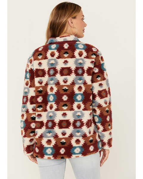 Image #4 - Cotton & Rye Women's Southwestern Print Sherpa Half Zip Pullover , Rust Copper, hi-res