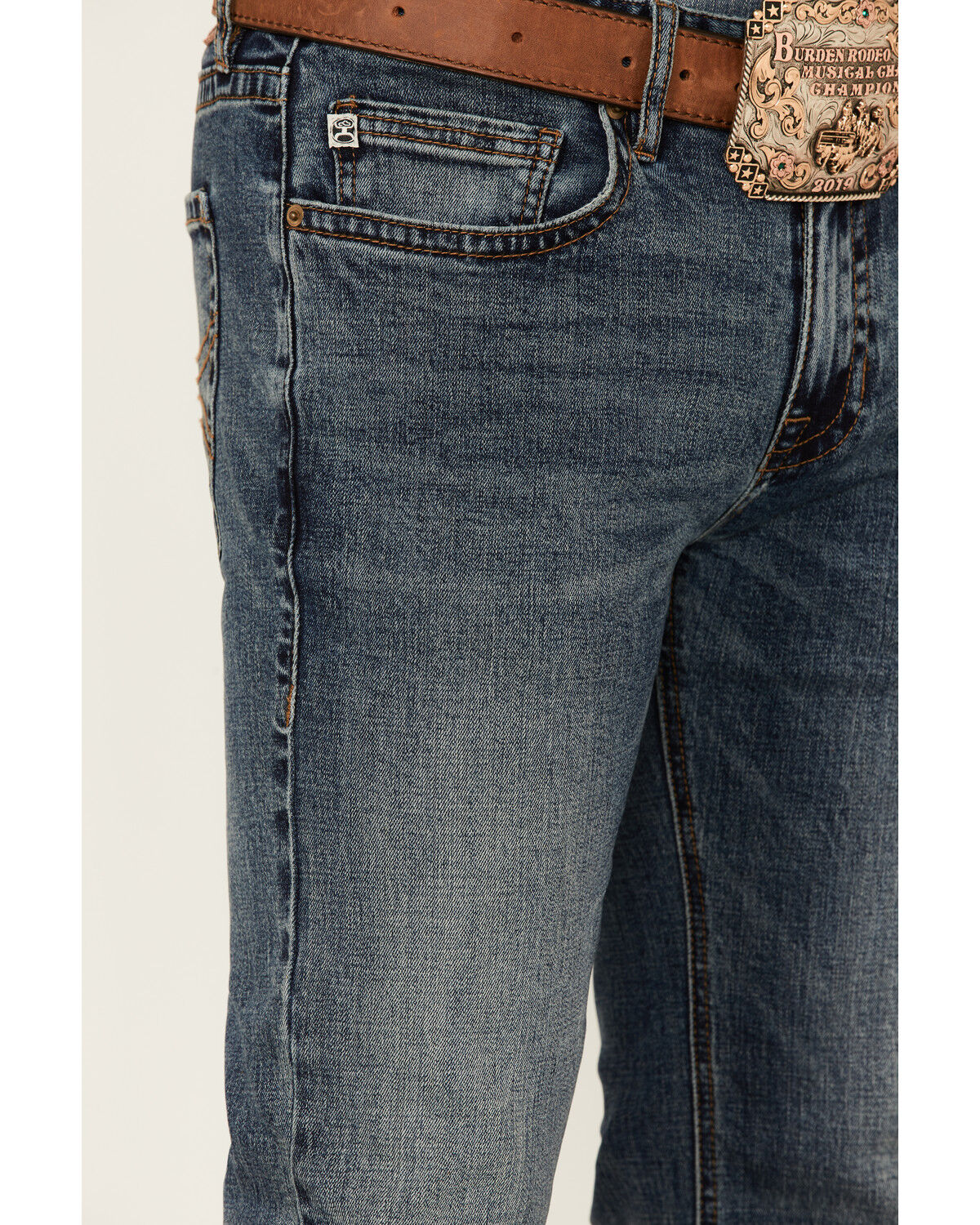 Image #4 - Hooey by Rock & Roll Denim Men's Revolver Medium Vintage Stretch Slim Straight Jeans, Blue, hi-res