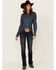 Image #3 - Rock & Roll Denim Women's Dark Wash Mid Rise Embroidered Riding Stretch Denim Jeans, Dark Wash, hi-res