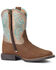 Ariat Girls' Storm Western Boots - Broad Square Toe, Brown, hi-res