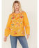 Image #1 - Johnny Was Women's Marissa Floral Embroidered Long Sleeve Pintuck Blouse , Gold, hi-res