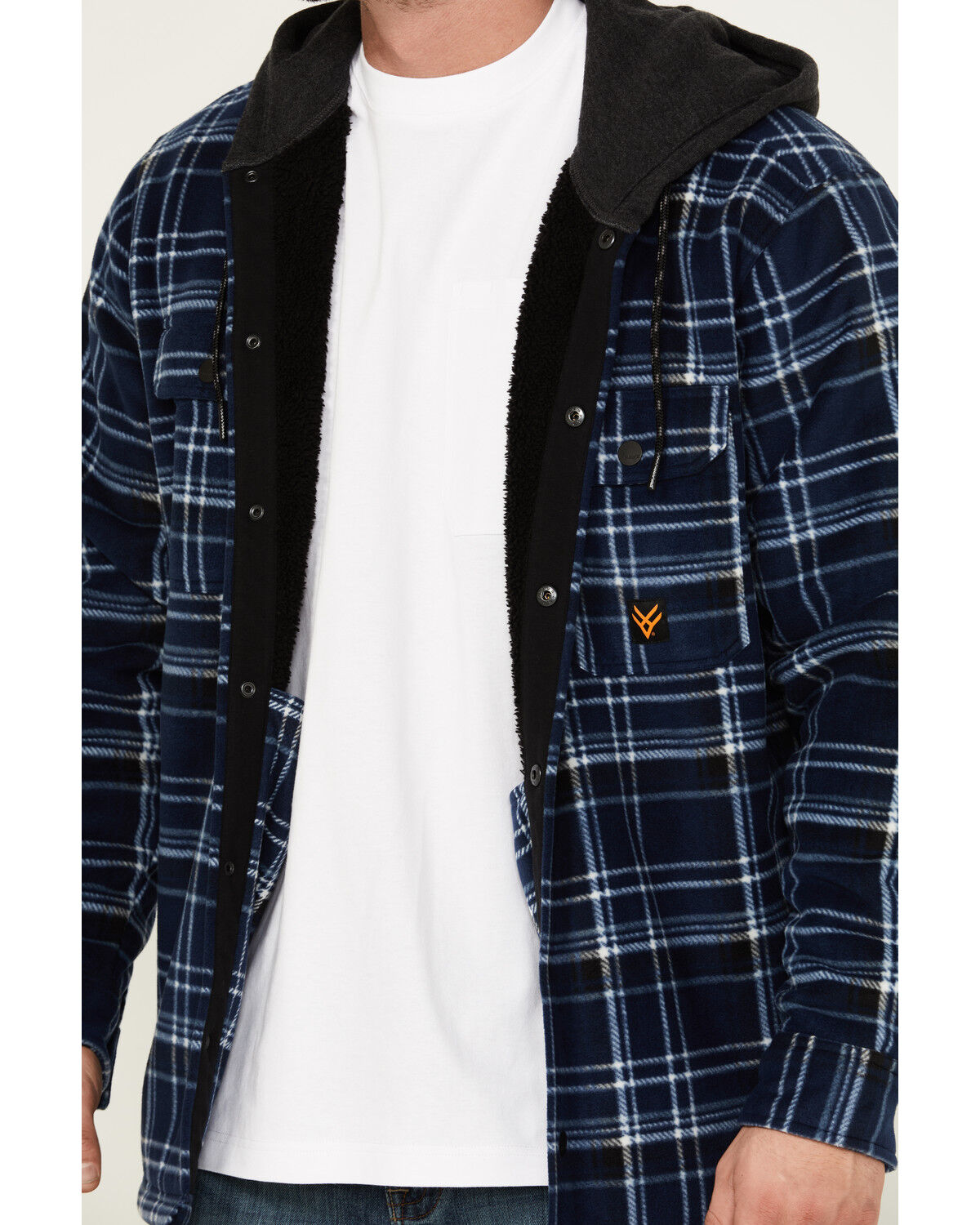 Image #3 - Hawx Men's Hooded Printed Polar Fleece Jacket, Navy, hi-res