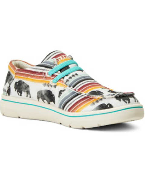 Image #1 - Ariat Girls' Buffalo Print Lace-Up Causal Hilo - Round Toe , Multi, hi-res