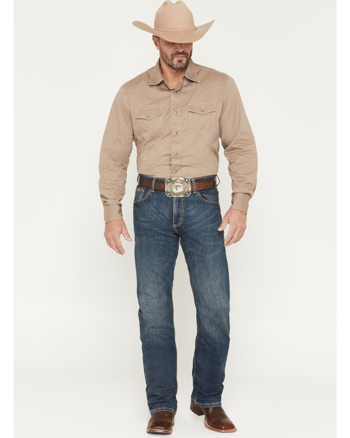 Image #1 - Wrangler Retro Men's Layton Medium Wash Low Rise Slim Bootcut Jeans, Denim, hi-res