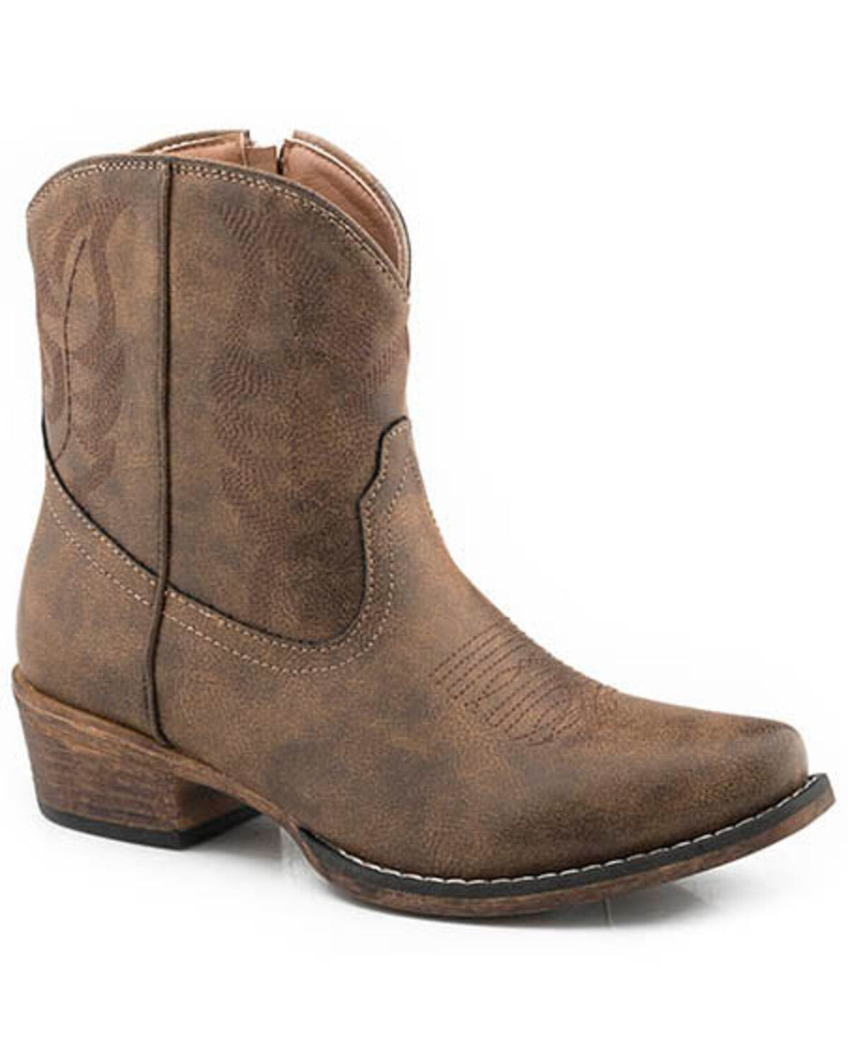 Image #1 - Roper Women's Shay Short Western Boots - Snip Toe, Brown, hi-res