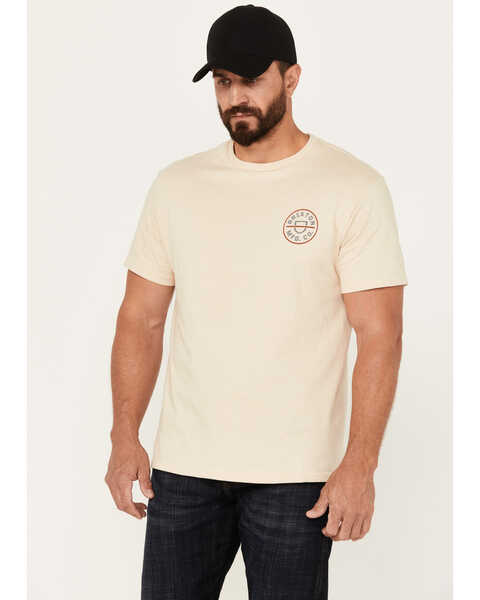 Image #1 - Brixton Men's Crest II Logo Short Sleeve Graphic T-Shirt, Cream, hi-res