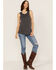 Cleo + Wolf Women's Crossover Back Tank Top, Grey, hi-res