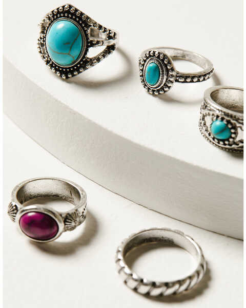Idyllwind Women's Killean Silver & Turquoise 5-Piece Ring Set, Silver, hi-res