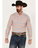 Image #1 - Ariat Men's PCH Team Damion Southwestern Plaid Print Long Sleeve Button-Down Shirt - Tall, Peach, hi-res