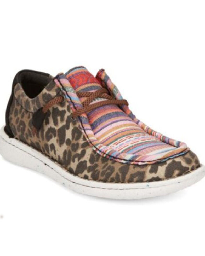 Justin Women's Hazer Leopard Serape Print Lace-Up Casual Shoe - Round Moc Toe , Leopard, hi-res