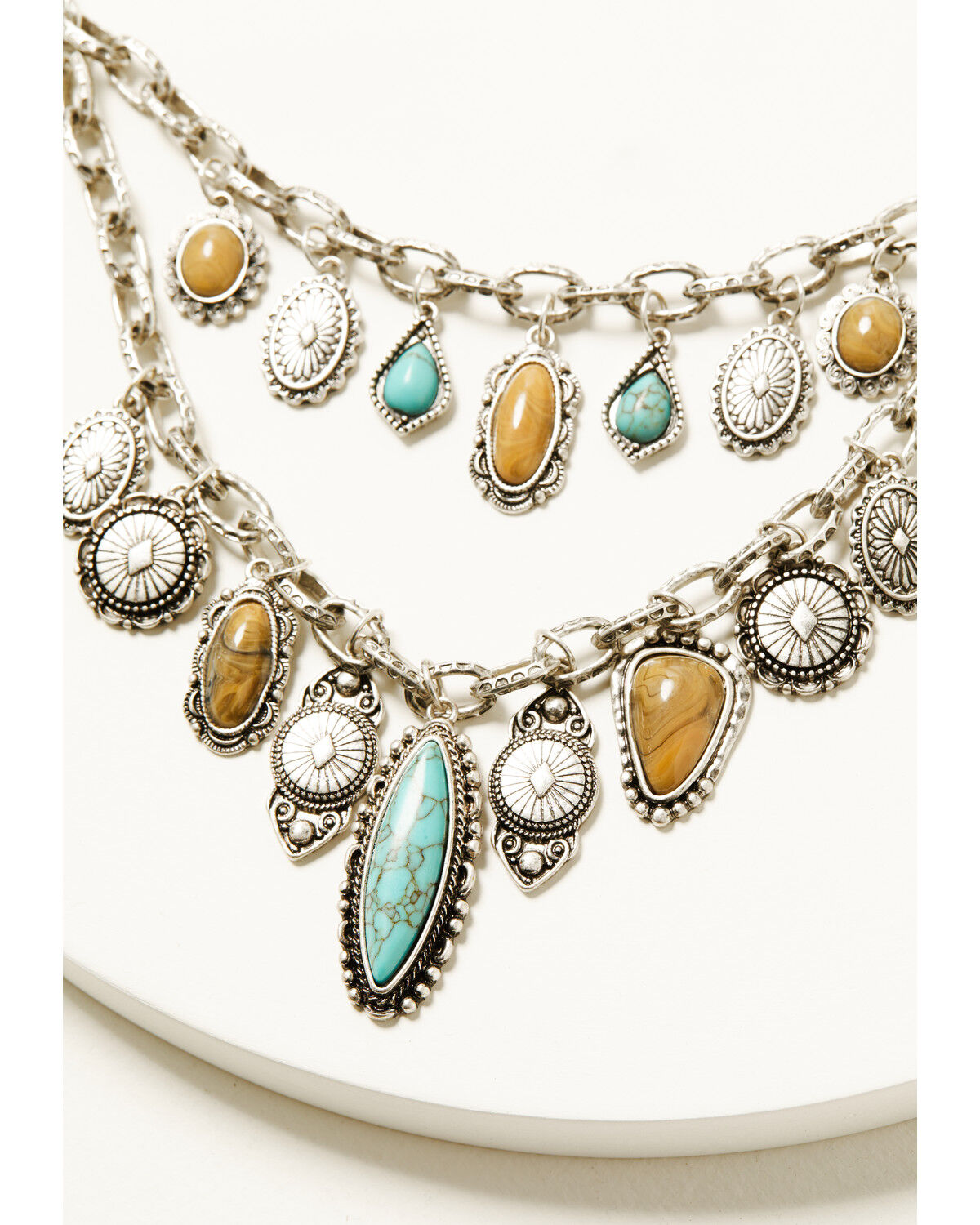 Image #2 - Shyanne Women's Rodeo Sunset Layered Charm Concho Necklace, Turquoise, hi-res