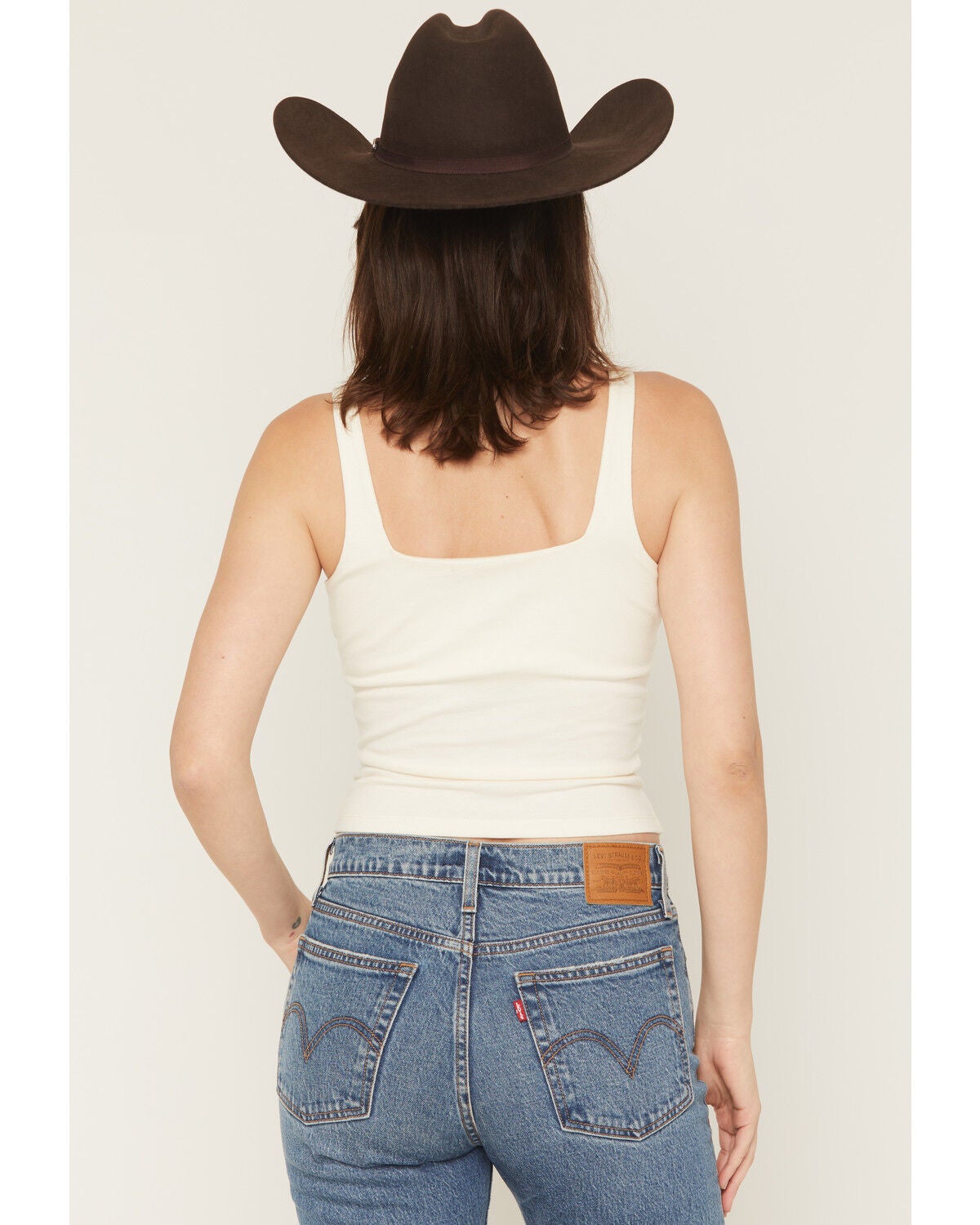 Image #4 - Rock & Roll Denim Women's Buckle Tank, Cream, hi-res