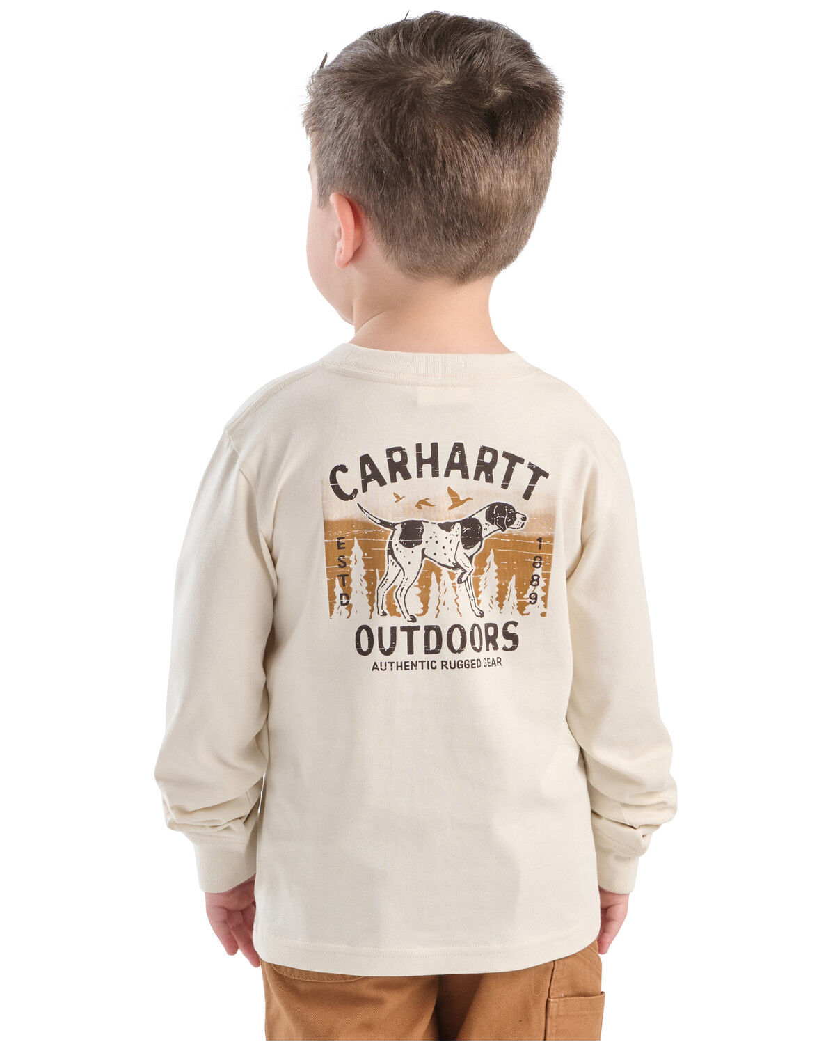 Image #1 - Carhartt Toddler Boys' Dog Long Sleeve Graphic Pocket T-Shirt, Off White, hi-res