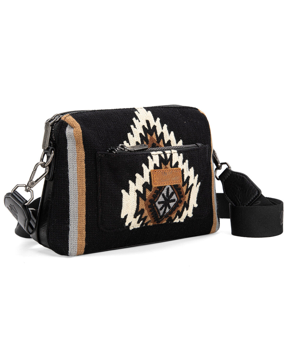 Image #1 - Wrangler Women's Daenery's Winter Southwestern Knitted Crossbody Bag, Black, hi-res