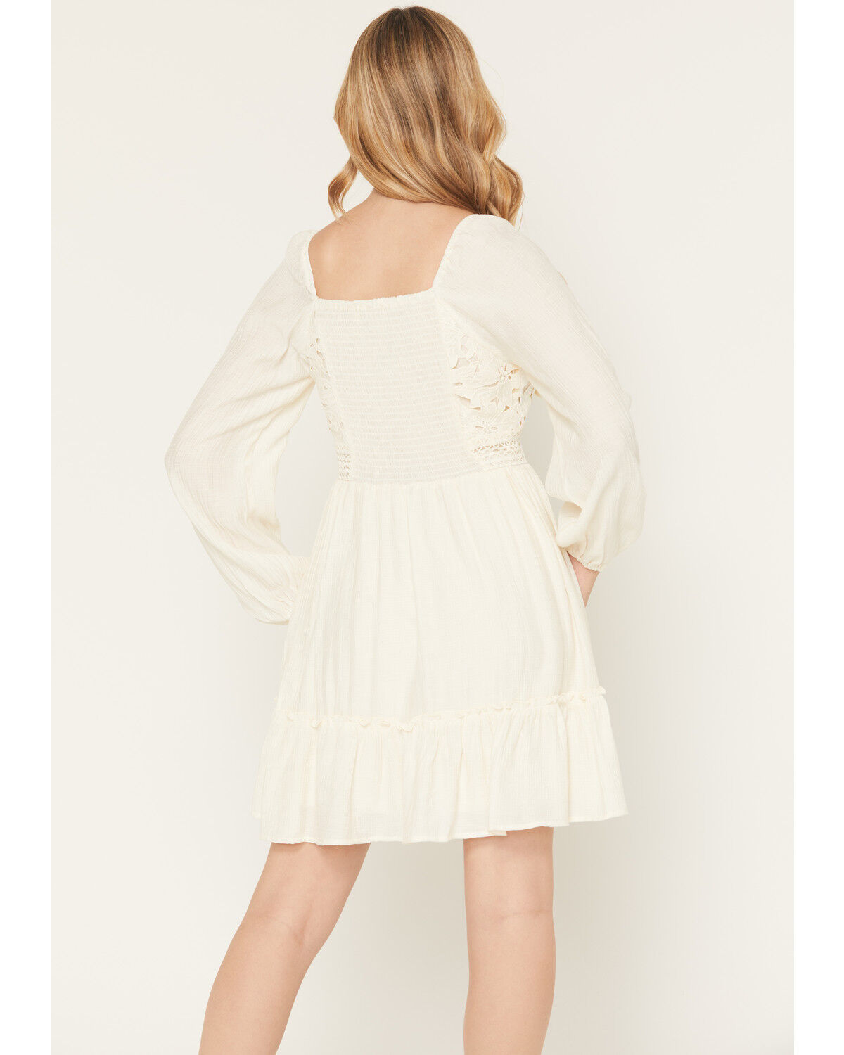 Image #4 - Shyanne Women's Crochet Lace Long Sleeve Mini Dress, Cream, hi-res