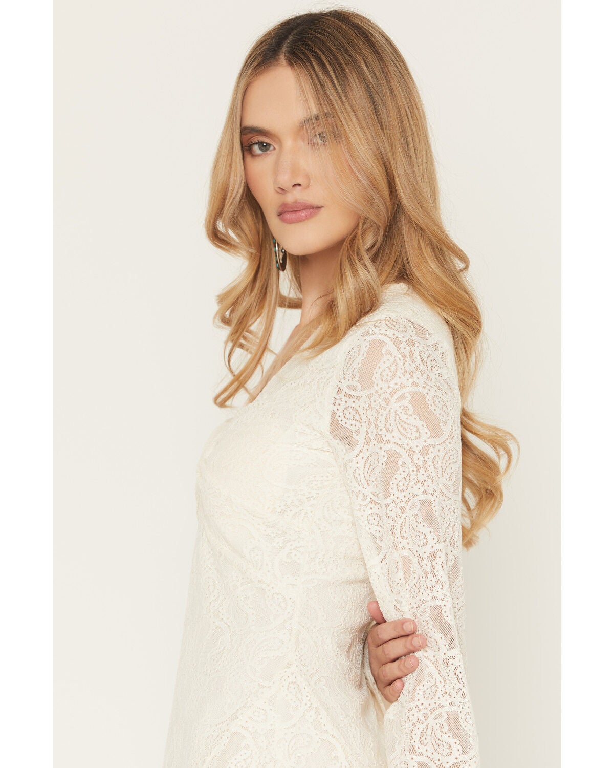 knee length dresses for ladies Vintage A-Line High Neck Long Sleeves Lace Wedding Dresses Floor Length
