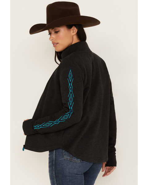 Image #4 - RANK 45® Women's Logo Fleece Performance Zip-Up Pullover, Black, hi-res