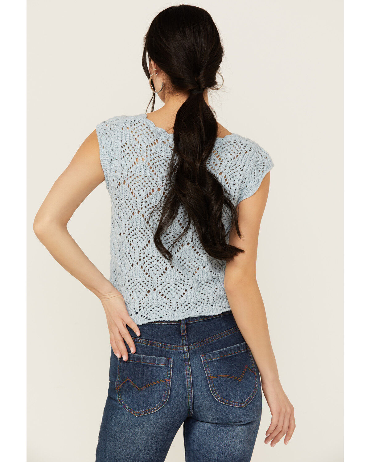 Image #4 - Revel Women's Sleeveless Crochet Tank Top, Blue, hi-res