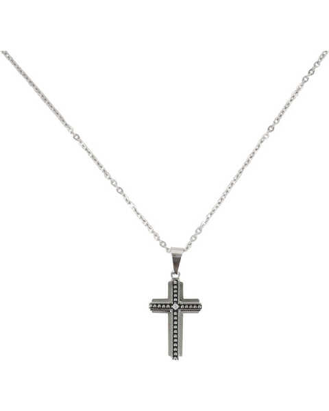 Image #1 - Moonshine Spirit Men's Beaded Layer Cross Necklace, Silver, hi-res