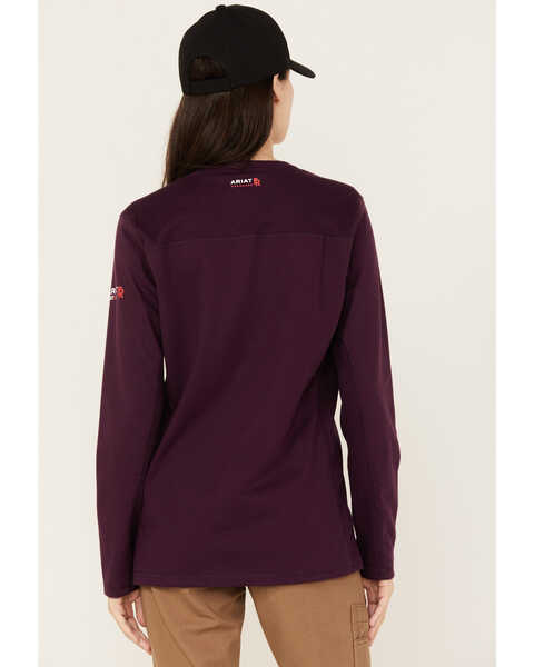 Image #4 - Ariat Women's AC Crew Fire Resistant Long Sleeve Work Shirt, Purple, hi-res