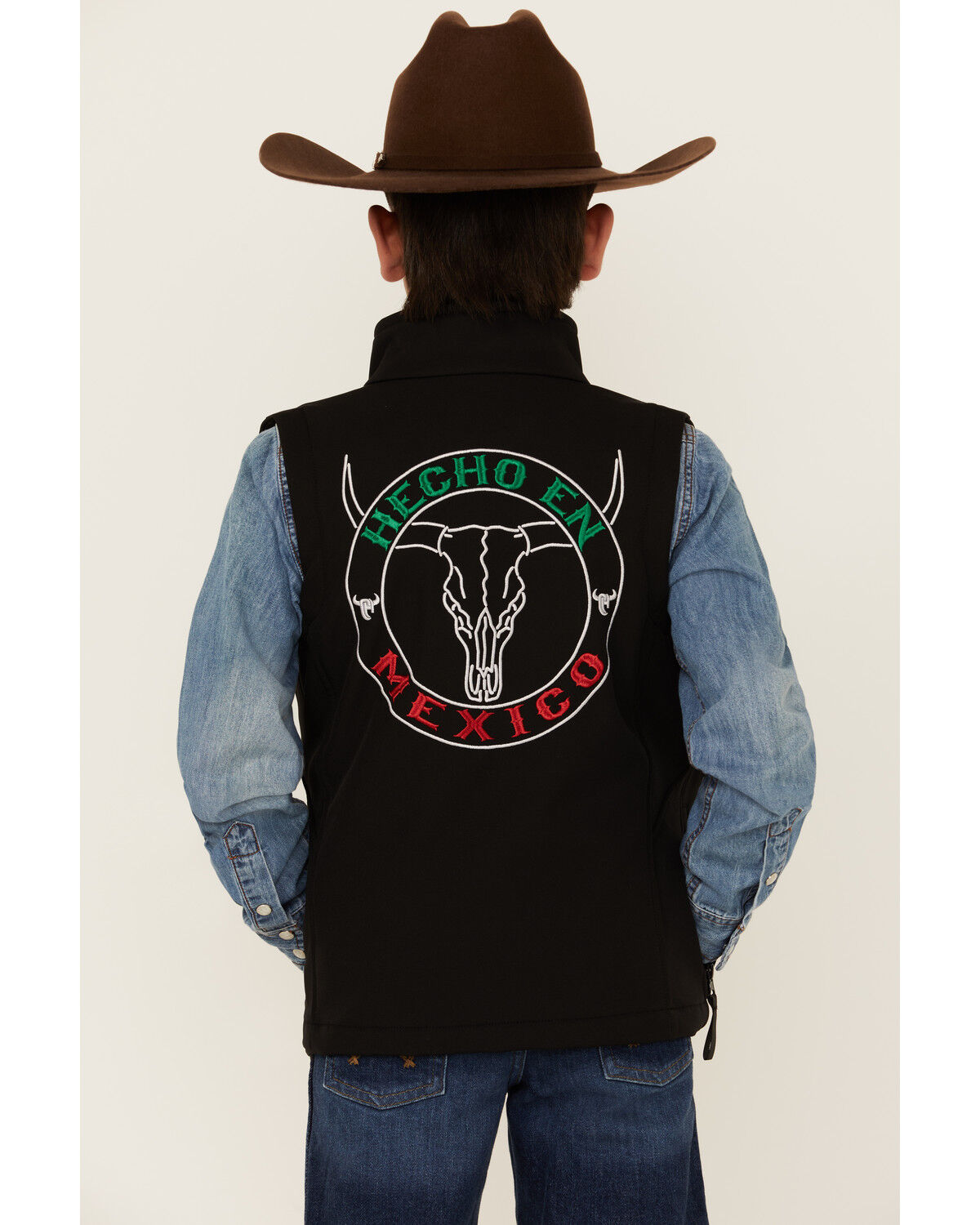 Image #4 - Cowboy Hardware Boys' Hecho en Mexico Vest, Black, hi-res
