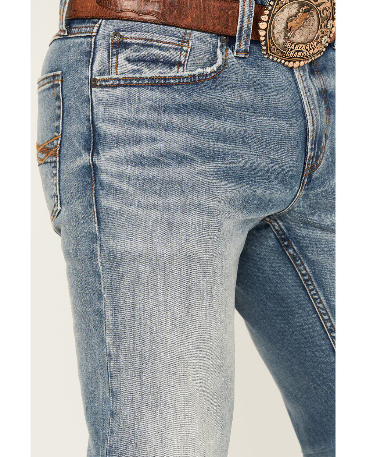 Image #2 - RANK 45® Men's Bodie Medium Wash Slim Bootcut Performance Stretch Denim Jeans, Light Wash, hi-res