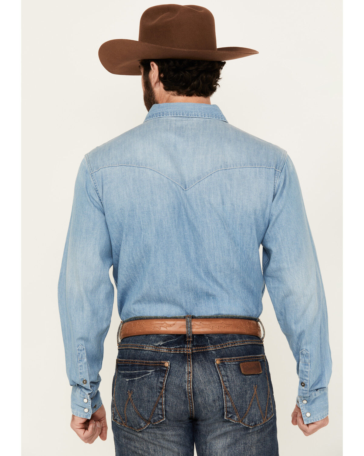 Image #4 - Cinch Men's Long Sleeve Snap Denim Shirt, Indigo, hi-res