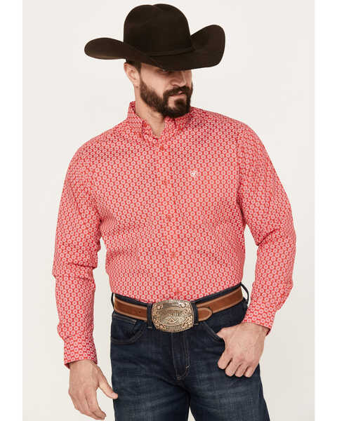 Ariat Men's Neiko Classic Fit Long Sleeve Button Down Western Shirt, Red, hi-res