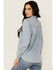 Image #4 - Blue B Women's Light Wash Studded Keyhole Long Sleeve Snap Denim Shirt, Blue, hi-res