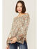 Wild Moss Women's Cream Floral Border Print Off Shoulder Woven Top, Cream, hi-res