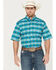 Image #1 - Ariat Men's Konner Classic Fit Button-Down Short Sleeve Button-Down Western Shirt, Turquoise, hi-res