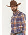 Image #2 - Cody James Men's Smokey Trail Plaid Print Long Sleeve Button-Down Stretch Western Shirt - Big, Dark Blue, hi-res