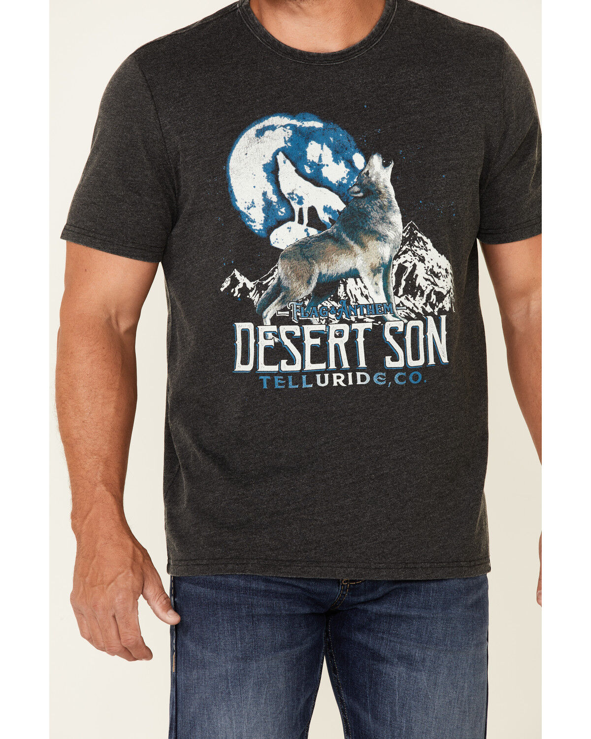 Image #3 - Flag & Anthem Men's Charcoal Burnout Howling Wolf Graphic Short Sleeve T-Shirt, Charcoal, hi-res