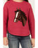 Image #3 - Cotton & Rye Girls' Horse Applique Round Bottom Sweater , Pink, hi-res