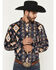 Image #1 - RANK 45&reg; Men's Ocean Tide Trail Southwestern Striped Long Sleeve Button-Down Stretch Western Shirt, Navy, hi-res
