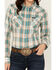 Image #3 - Wrangler Retro Women's Plaid Print Long Sleeve Snap Western Shirt, Teal, hi-res