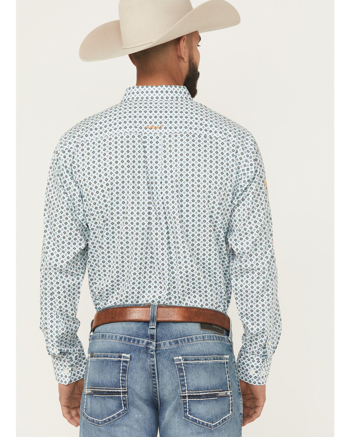 Image #4 - Ariat Men's Team Franklin Geo Print Long Sleeve Button-Down Western Shirt - Big, Blue, hi-res