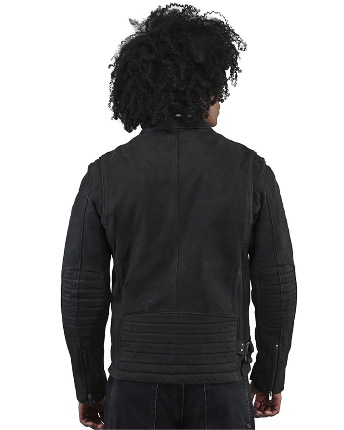 Image #4 - Frye Men's Racer Vintage Zip-Up Leather Jacket, Black, hi-res