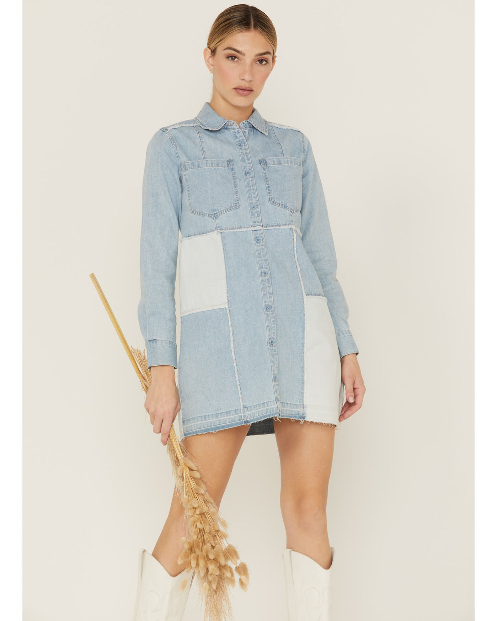 Patchwork denim dress outlet