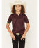 Image #1 - RANK 45&reg; Boys' Tonal Southwestern Print Short Sleeve Button-Down Polo, Burgundy, hi-res