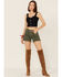 Image #1 - Free People Women's Makai Cutoff Denim Shorts, Olive, hi-res