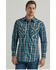 Image #1 - Wrangler Men's FR Plaid Print Long Sleeve Snap Work Shirt, Black, hi-res