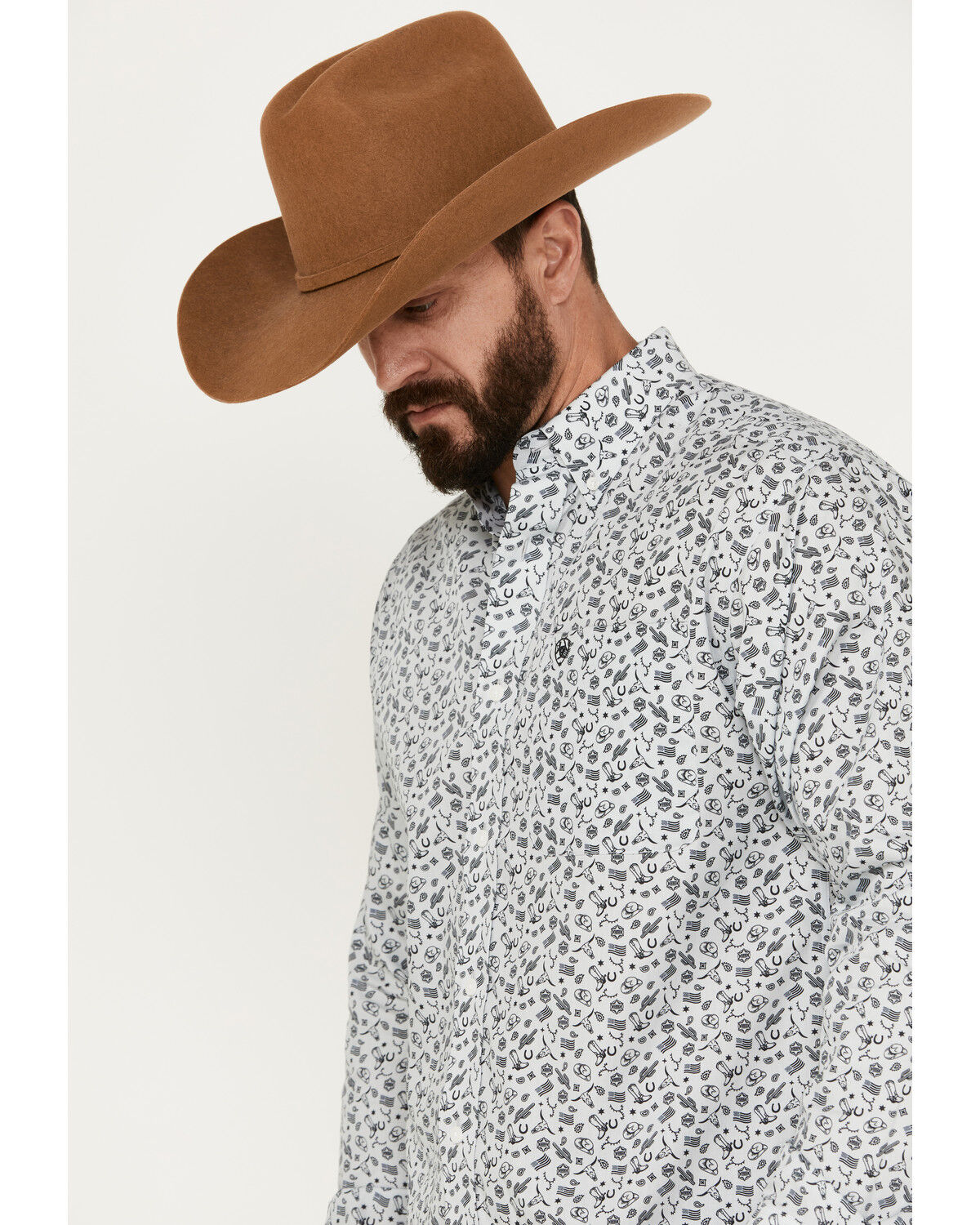 Image #2 - Ariat Men's Fortune Classic Fit Button Down Long Sleeve Western Shirt, Grey, hi-res