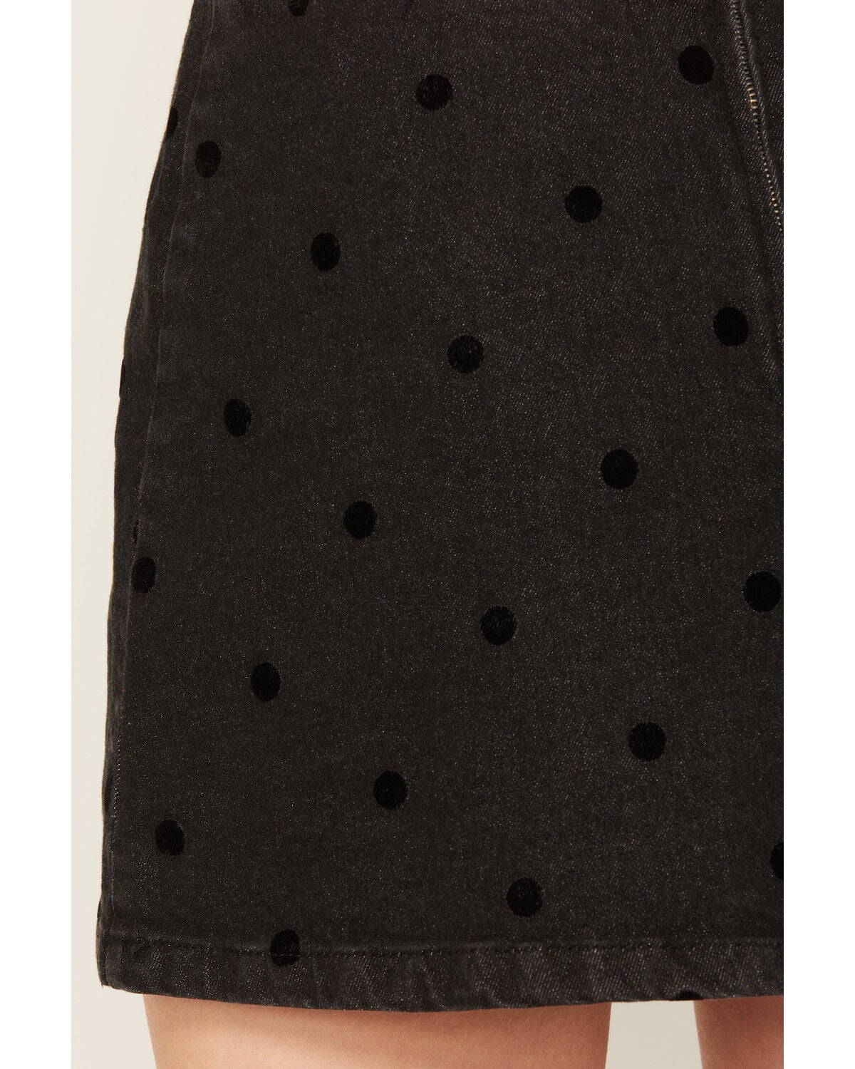 Image #4 - Cleo + Wolf Women's Polka Dot Denim Mini Skort, Black, hi-res
