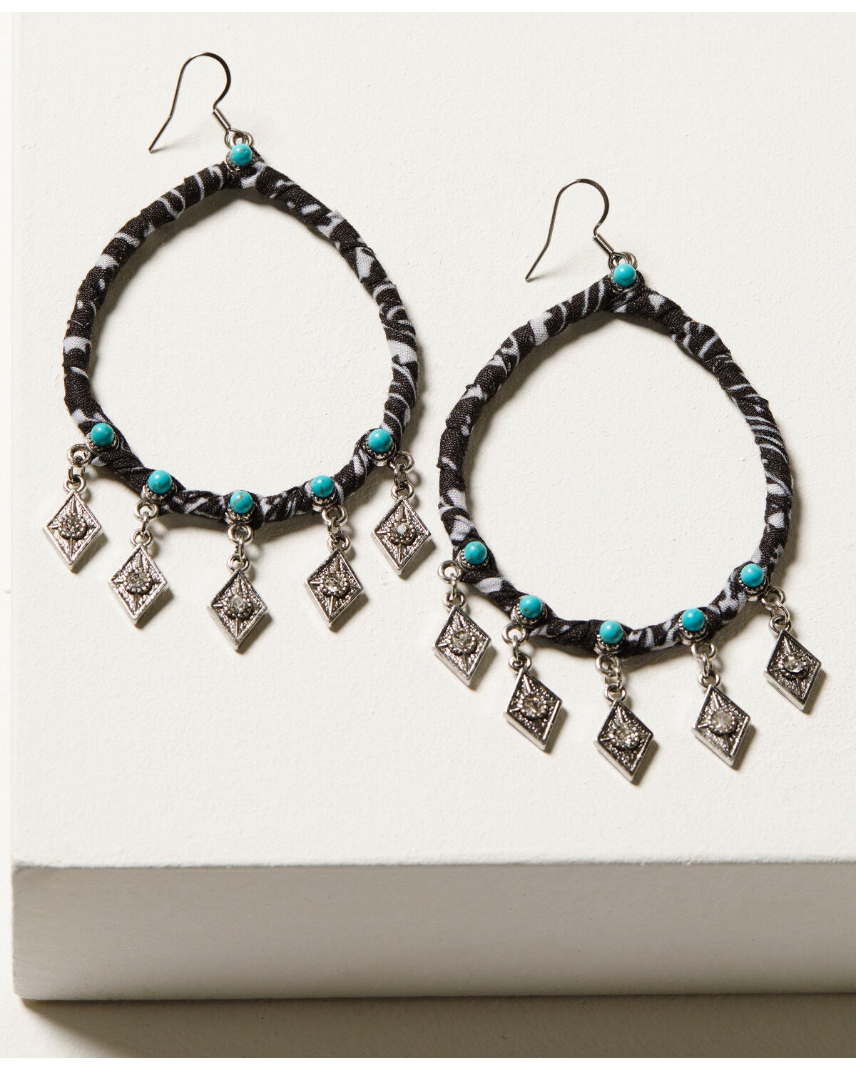 Idyllwind Women's Camille Bandana Hoop Earrings, Black, hi-res