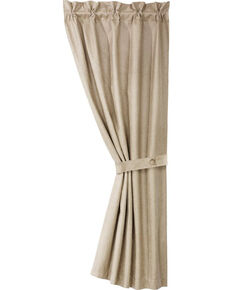 HiEnd Accents Coordinating Faux Leather Curtain With Tie Back, Cream, hi-res